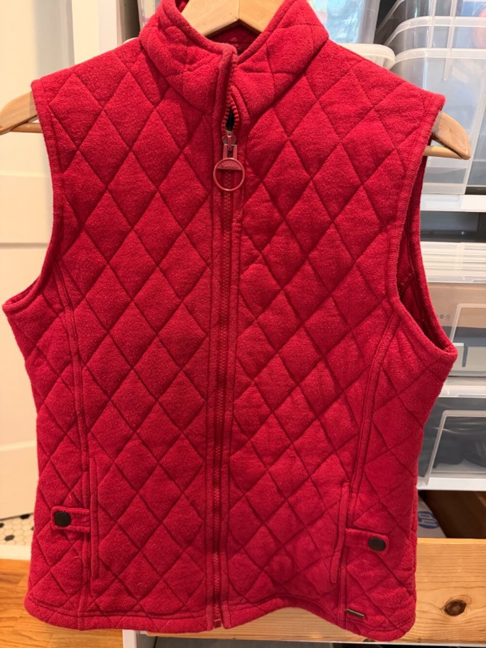 Barbour red quilted vest